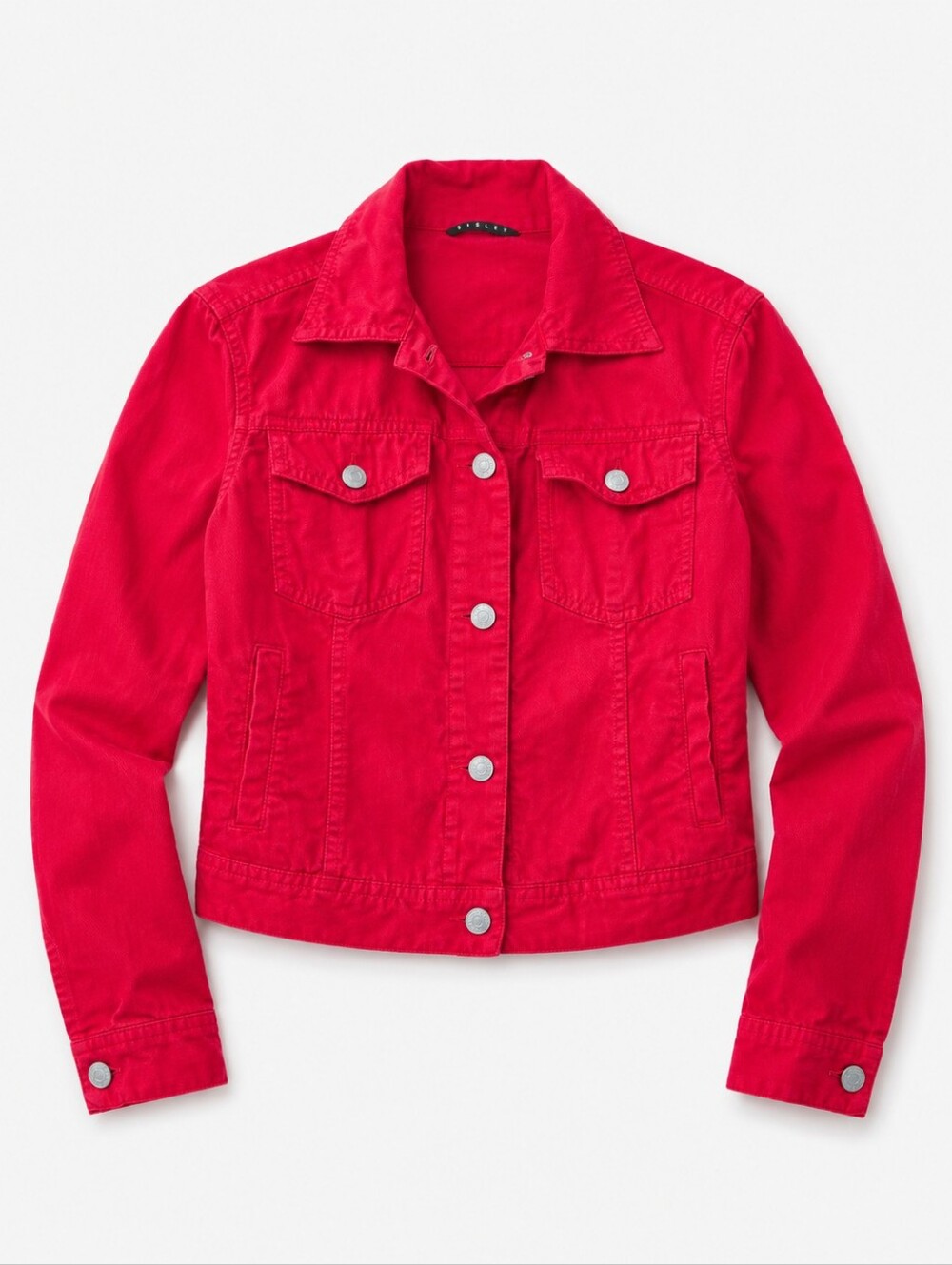 Sisley Bright Red Cropped Denim Jacket